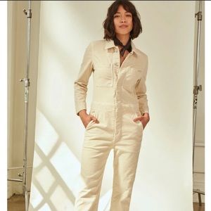 Amo Skip jumpsuit in cream corduroy. Size small.